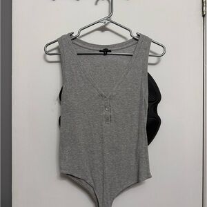Dynamite Heather Gray V-Neck Bodysuit